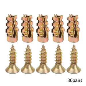 6×14mm Short Expansion Screw Set 30PCS Thread Repair Screws for Cabinet Door Hinge Repair & Stripped Thread Restoration