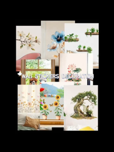 Floral Garden Self-Adhesive PVC Window Stickers - Flowers and Butterflies Pattern Polyvinyl Chloride Decals for Glass Surfaces Home Decor for Living Room Bedroom