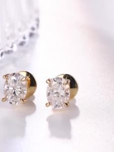 APIR Shining 1 carat Oval Moissanite Stud Earrings 925 Sterling Silver for Women VVS1 Lab Diamond Studs Daily Wear Fine Jewelry