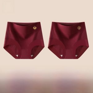 MiiOW | Red Cotton Underwear Womens High Waist Triangle Shorts Antibacterial Pure Cotton Crotch Seamless Briefs Cat Person New 2025