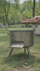 Sustainable Kalan de Uling – Recycled Freon and Iron Gas Stove with Grill and Legs for Cooking