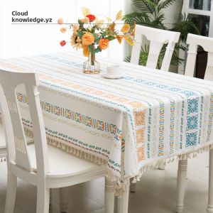 ZHUYUEGE | Waterproof Stain Resistant Bohemian Style Cotton Linen Tablecloth