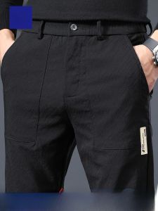 ROMON | Romon Mens Casual Pants Slim Fit Straight Leg Business Suit Elastic High End Long Trousers Autumn Winter Fashion City Style