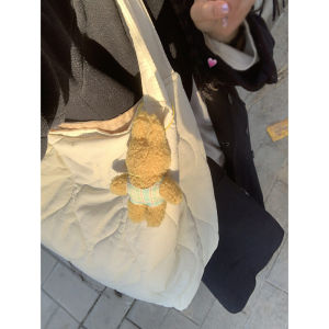 Winter Womens Fashion Quilted Tote Bag Diamond Pattern down Shoulder Bag Underarm Large Capacity Single Strap Handbag
