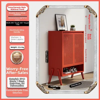 Metal Steel Entranceway Cabinet Outdoor Door Back Storage Shoe Rack Balcony Cabinet Home Use Iron Thin Panel Organizer