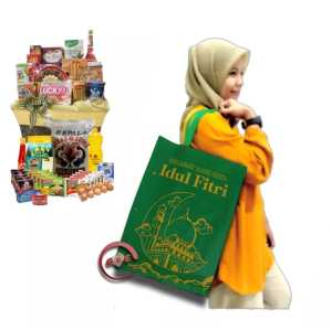 Tas Kain Spunbond Goodie Bag Lebaran Idul Fitri Uk 20x26x10 Muat 6 kg Toples Kue Parcel HampersTHR