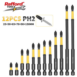 Rafford Impact Phillips Screwdrivers Bit Set 3/6/12Pcs S2 Magnetic Screw for Drills Construction Electrical HVAC Repair Antislip