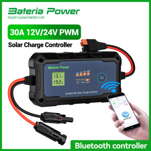 30A 12V24V PWM Solar Charge Controller Built-in BT APP ControlBateria Power Intelligent Plug and Play Portable Max PV900W 55Voc