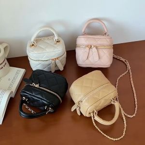 Rhombic Lattice Chain Sling Bag Mini Cosmetic Bag Small Bucket Bag Women’s Shoulder Bag Hnadbag For Women