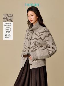 INMAN | Áo Cardigan Len Mỏng Cổ Cao Form Rộng