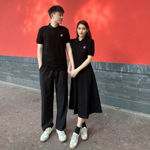 Different Couple Clothes Summer New Arrival Minimalist Short-Sleeved Polo Shirt Lapel Special-Interest Design One-Piece Dress