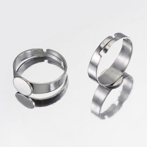 10 Chiếc 304 Thép Không Gỉ Có Thể Điều Chỉnh Vòng Viền Trống Tròn Cabochon Đế 8-14mm Để DIY Trang Sức Làm