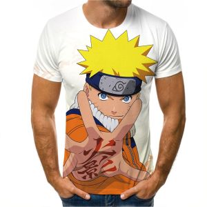 Bandai | 2026 Summer New Anime Naruto Pattern T-shirt 3D Digital Printed Short-sleeved Boys Casual Top for Teenagers
