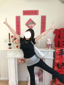 Áo Thun Nữ Tay Ngắn in Họa Tiết Thiết Kế Cơ Bản Cotton Thường Ngày Dài Vừa Phải Dáng Ôm Mùa Thu