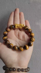 Vòng Tay Đá Phong Thủy Thạch Anh Mắt Hổ Mix Tỳ Hưu- Tặng Hộp đựnġ Cao Cao Cấp