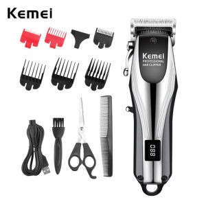 Kemei KM-2619 ผู้ชาย Clipper ผมไร้สาย ปรับคลิปร้านตัดผมจอ LCD