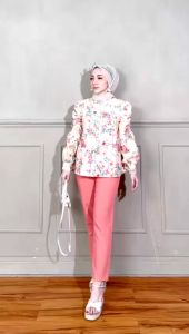 Atasan Blouse Bunga Wanita Katun Silk Kancing Depan Hidup [KHANAYA]