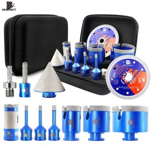 Bộ Mũi Khoan Kim Cương 11 Chiếc Ren M14 Bộ Dụng Cụ Khoan Lỗ Mũi Phay Vát Cạnh Đĩa Cắt 125mm Dùng Cho Gạch Đá Cẩm Thạch Đá Granite Kèm Bộ Chuyển Đổi