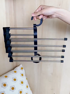 5 in 1 Pants Hanger Space Saving Stainless Steel 5 Poles Clothes Hanger Wardrobe Organizer