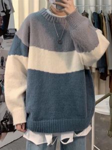 Autumn and Winter Hong Kong Style Sweater Men K-style Student Loose and Handsome Sweater New Arrival Ins Trendy Tops Bottoming Shirt