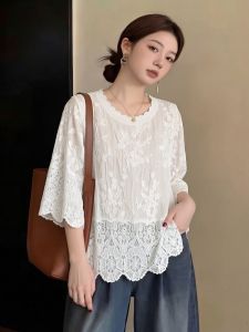 AIYITI | Embroidered Lace Large Size Womens Blouse