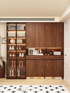 Home Entryway Cabinet With Glass Door Full-Height