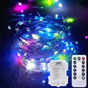 LED Fairy Wire String Light 2/5/10/20m Battery Powered with Remote Wedding Christmas Garland Outdoor Garden Bedroom Decoration