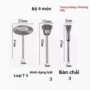Bộ 9 Bàn Chải Thép Mini Dùng Cho Máy Khoan Dụng Cụ Xoay Loại Bỏ Gỉ Sét Đánh Bóng Làm Sạch - Phụ Kiện Máy Mài Góc Điện