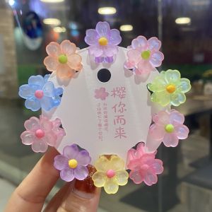 Mini Hair Claw Girls Children Colorful Cute Flower Cartoon Hair Clip Bangs Holder Small Size Organic Glass Hair Accessories