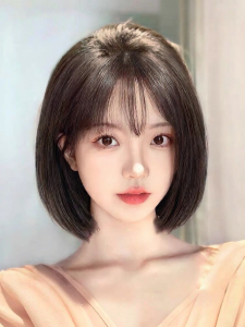 REAL ME | Womens Thin Invisible Lace Short Human Hair Wigs