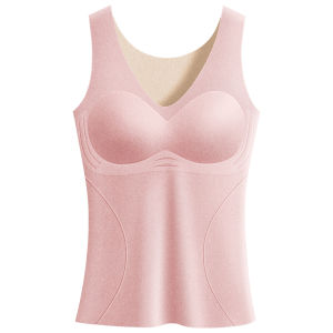 DREAM TIME | Thickened Fleece Lined Thermal Vest Womens Style Self Chest Pad Inner Wear Double Layered V-Neck One-Piece Design Youth Suitable