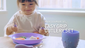 MARCUS & MARCUS ชุดช้อนส้อมมีด ส้อมและมีดปลายมน Easy Grip Cutlery Set (3y+)