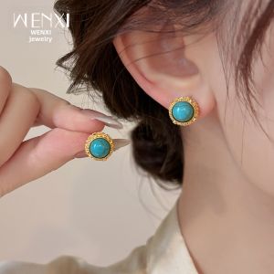 WENXI | Vintage Turquoise Imitation Lace Border Ethnic Style Earrings