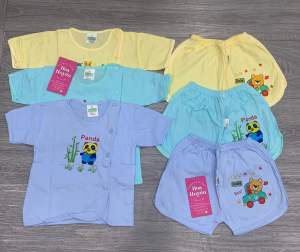 Combo 5 Bộ Quần Áo Cotton Dài Tay cài lệch cho bé sơ sinh chất thun Cotton 100% | Bộ quần áo sơ sinh 0-9kg | có tách lẻ 3 bộ