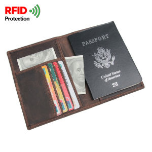 RFID Genuine Leather Passport Holder Men Premium Card Holder Business