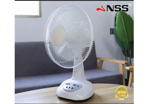 (Free Solar Panel) NSS Solar Electric Fan 14" Rechargeable Solar Fan 12"Solar Fan Electric Fan Promo Sale With Solar Panel and Bulbs