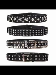 Mens and Womens Casual Fashion Belt Korean Version Gold Buckle Belt Trendy I-shaped Buckle Belt