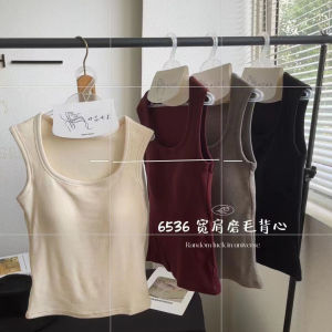 เสื้อกั๊กขนแกะทรงเข้ารูปสำหรับผู้หญิง ฤดูใบไม้ร่วง/ฤดูหนาว ใหม่พร้อมแผ่นเสริมหน้าอก ถุงน้ำหนักแบบถาวร เสื้อชั้นในสำหรับใส่ด้านนอก