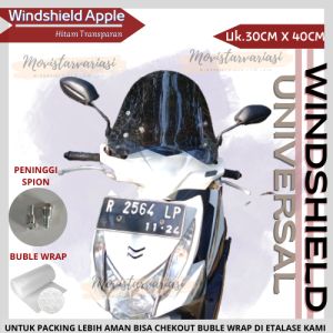 Windshield Universal Hitam Transparan 30cm X 40cm untuk Motor