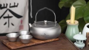 Boundless Voyage Camping Kettle Titanium Tea Pot 0.6L Lightweight Cookware for Outdoor Backpacking Hiking Ti3105D