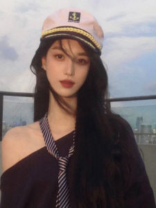 British Style Embroidered Navy Hat Summer Sun Protection Large Brim Baseball Cap Adjustable Foldable Beach Casual Womens Hat