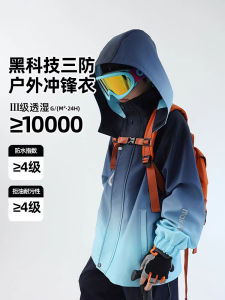 Childrens Three-in-One Fleece Jacket Windproof Waterproof Autumn Winter Blue Gradient down Coat Outerwear for Boys