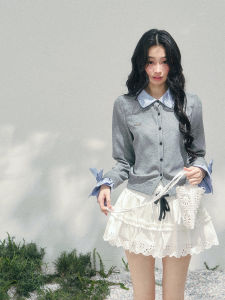 SHAOYEYAN | Two-layer Polo Neck Knit Sweater Short