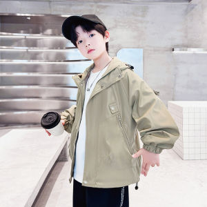 Áo Khoác Trẻ Trung Thời Trang Cho Bé Trai Mùa Xuân Thu Có Mũ Trùm Đầu Chống Gió Áo Khoác Ngoài Thường Ngày Cho Trẻ Em Trung Niên Và Lớn