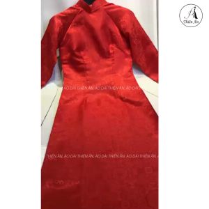 Áo dài truyền thống💥 TẶNG VÒNG NGỌC 💥 Vải gấm màu đỏ sang trọng