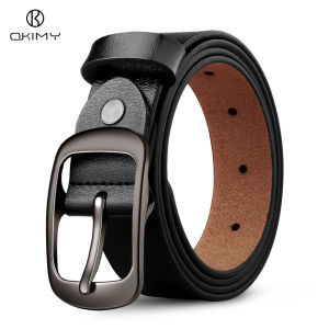 OKIMY Fashion Women Belts Retro Belt Elegant Slim Belt Second-layer Cowhide Belt Adjustable Girls Ladies Long Straps Waistbands Dress Coat Alloy Buckle Letter Buckle Leisure Belt