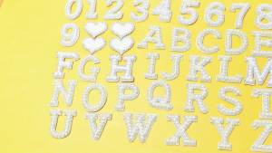 40PCS Pearl Rhinestone Letters Numbers Patches Self Adhesive Alphabet A-Z Glitter Number 0-9 Heart Pearls Repair Patch Stickers for DIY Clothing Bags Backpacks Crafts Decor