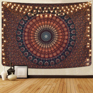 VIKAMA American Mandala Tapestry Hippie แขวนผนัง Psychedelic นกยูงห้องนั่งเล่น Tea Room Wall ตกแต่ง Tapestry