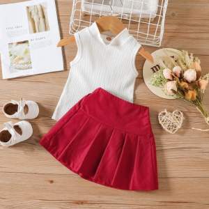 [1-6th] SETELEAN ANAK PEREMPUAN ROK TENNIS RED BAJU ANAK CEWEK TERKINI