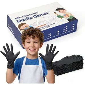 Kids Nitrile Disposable Gloves for 4-12Years Children 3.5Mil Latex Free Safety Work Gloves for Gardening Crafting Cleaning Play